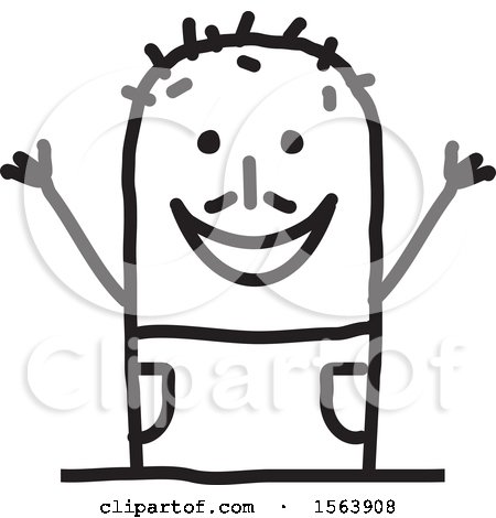 Clipart of a Cheering Stick Man - Royalty Free Vector Illustration by NL shop