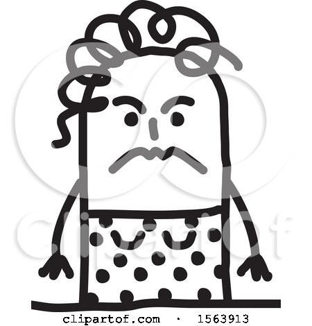 Clipart of a Mad or Mean Stick Woman - Royalty Free Vector Illustration by NL shop