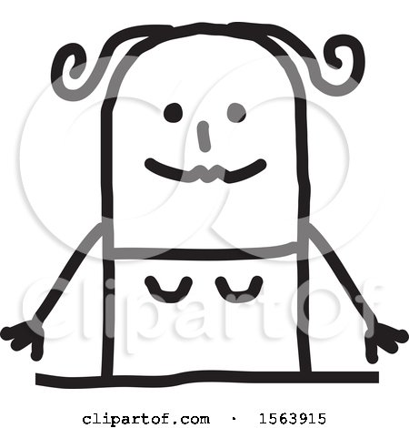 Clipart of a Happy Stick Woman - Royalty Free Vector Illustration by NL shop