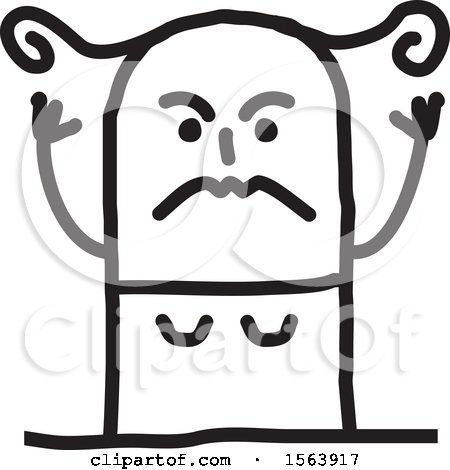 Clipart of a Furious Stick Woman - Royalty Free Vector Illustration by NL shop