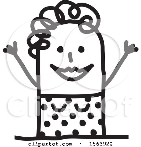 Clipart of a Welcoming Stick Woman - Royalty Free Vector Illustration by NL shop