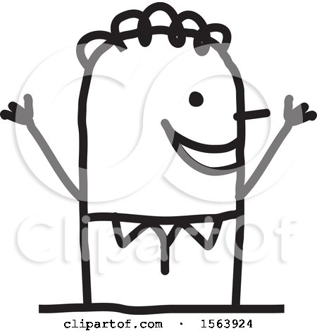 Clipart of a Welcoming Stick Man - Royalty Free Vector Illustration by NL shop