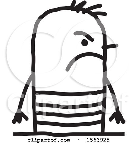 Clipart of a Mad or Mean Stick Man - Royalty Free Vector Illustration by NL shop