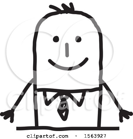 Clipart of a Happy Stick Business Man - Royalty Free Vector Illustration by NL shop