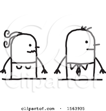 Clipart of a Nervous Stick Couple - Royalty Free Vector Illustration by NL shop