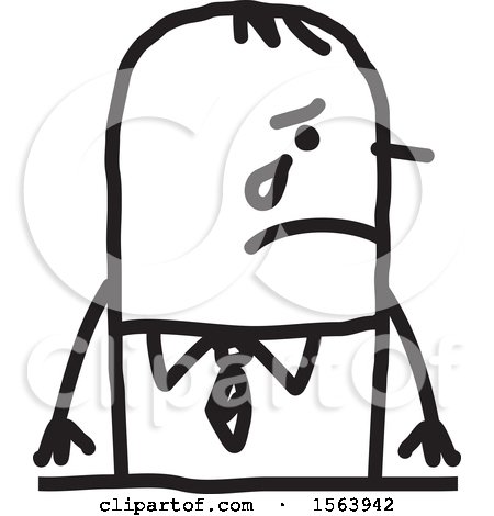 Clipart of a Crying Stick Man - Royalty Free Vector Illustration by NL shop