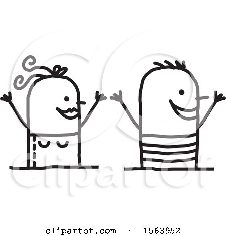 Clipart of a Cheering Summer Couple - Royalty Free Vector Illustration by NL shop