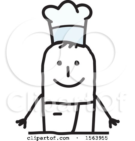 Clipart of a Happy Stick Chef Man - Royalty Free Vector Illustration by NL shop