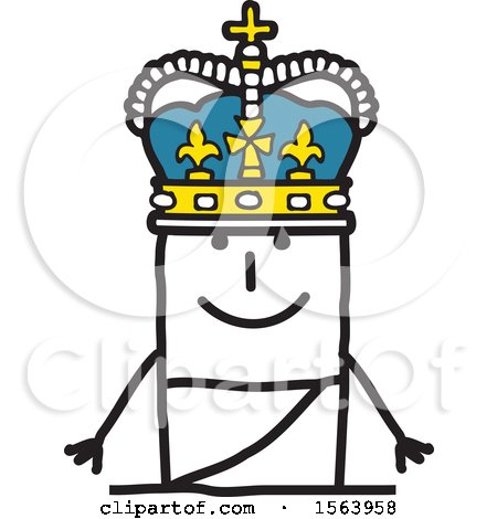 Clipart of a Stick Man King - Royalty Free Vector Illustration by NL shop
