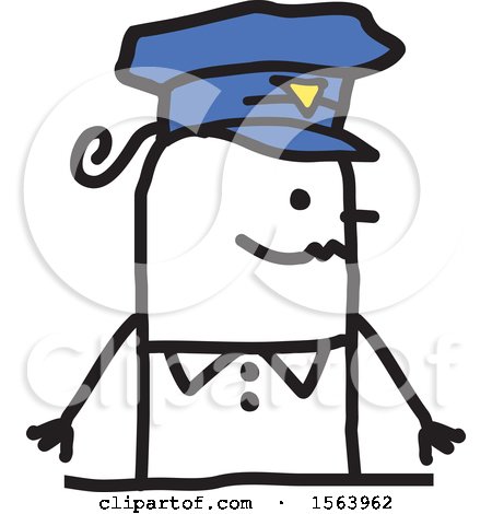 Clipart of a Happy Stick Police Woman - Royalty Free Vector Illustration by NL shop