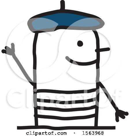 Clipart of a Happy Stick French Man - Royalty Free Vector Illustration by NL shop