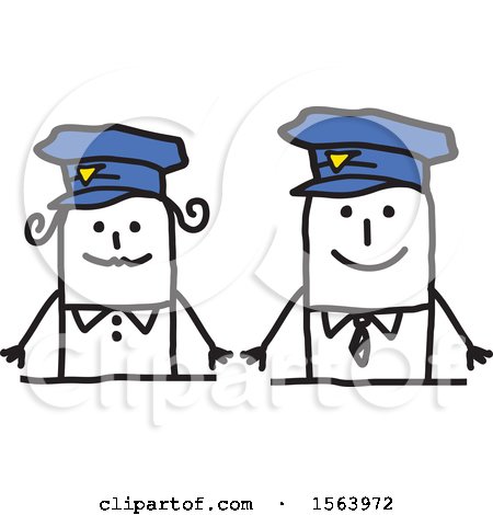 Clipart of a Happy Stick Police Man Couple - Royalty Free Vector Illustration by NL shop
