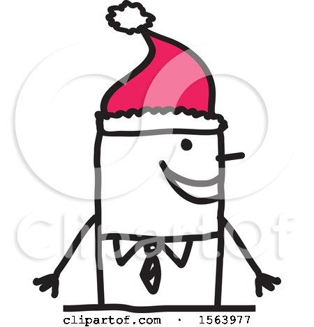 Clipart of a Stick Man Wearing a Santa Hat - Royalty Free Vector Illustration by NL shop