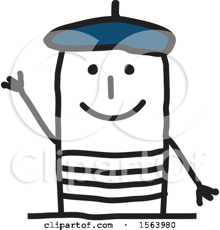 Clipart of a Happy Stick French Man - Royalty Free Vector Illustration by NL shop