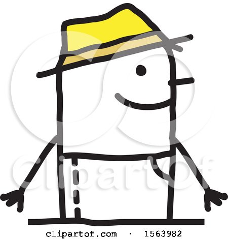 Clipart of a Happy Stick Gardener Man - Royalty Free Vector Illustration by NL shop
