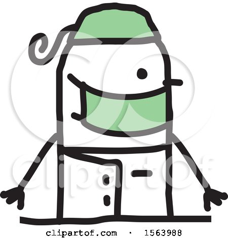 Clipart of a Happy Stick Surgeon Woman - Royalty Free Vector Illustration by NL shop