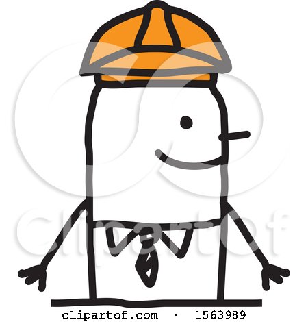 Clipart of a Happy Stick Engineer Man - Royalty Free Vector Illustration by NL shop