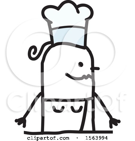 Clipart of a Happy Stick Chef Woman - Royalty Free Vector Illustration by NL shop