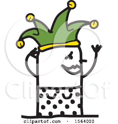 Clipart of a Happy Stick Jester Woman - Royalty Free Vector Illustration by NL shop