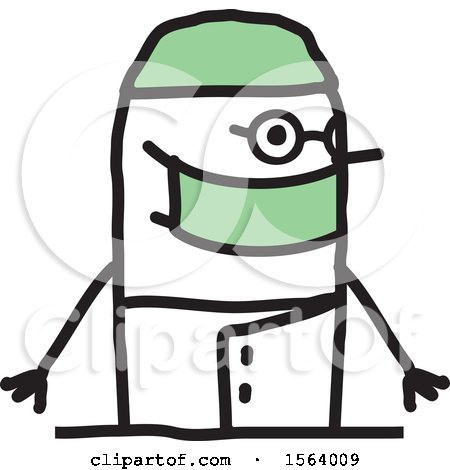 Clipart of a Happy Stick Surgeon Man - Royalty Free Vector Illustration by NL shop