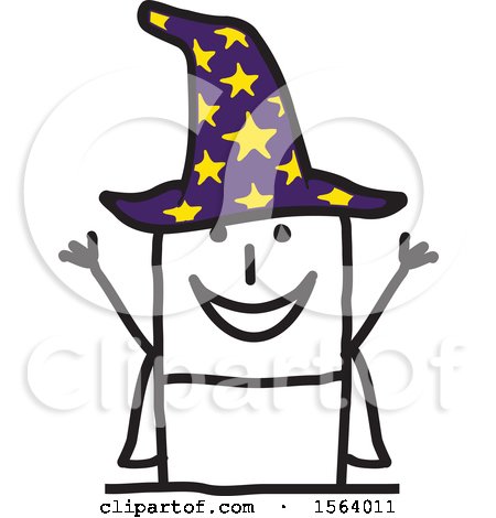 Clipart of a Happy Stick Wizard - Royalty Free Vector Illustration by NL shop