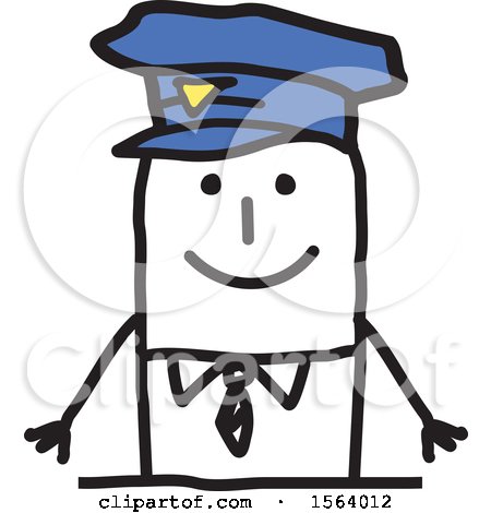 Clipart of a Happy Stick Police Man - Royalty Free Vector Illustration by NL shop