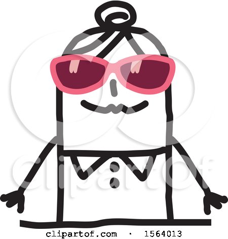 Clipart of a Stick Woman Wearing Sunglasses - Royalty Free Vector Illustration by NL shop
