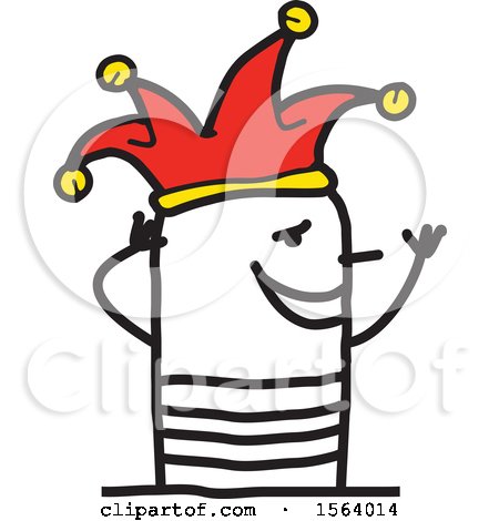 Clipart of a Happy Stick Jester Man - Royalty Free Vector Illustration by NL shop