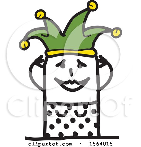 Clipart of a Happy Stick Jester Woman - Royalty Free Vector Illustration by NL shop