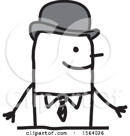 Clipart of a Happy Stick British Man - Royalty Free Vector Illustration by NL shop