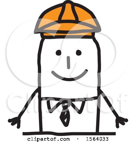 Clipart of a Happy Stick Engineer Man - Royalty Free Vector Illustration by NL shop