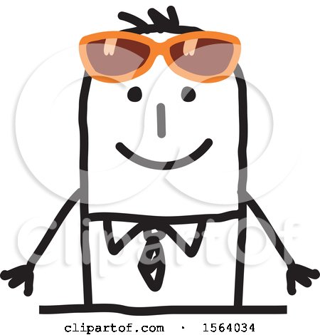 Clipart of a Stick Man Wearing Sunglasses - Royalty Free Vector Illustration by NL shop