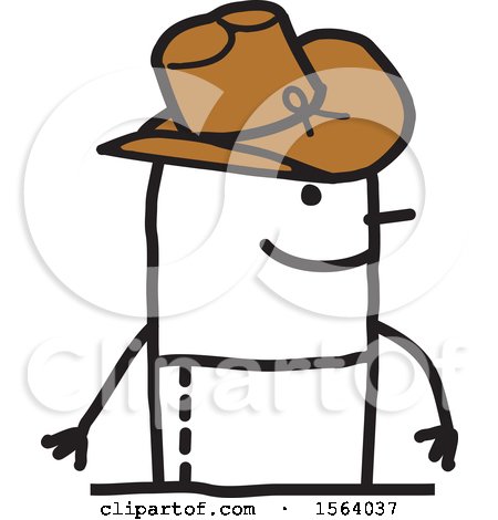 Clipart of a Happy Stick Man Cowboy - Royalty Free Vector Illustration by NL shop
