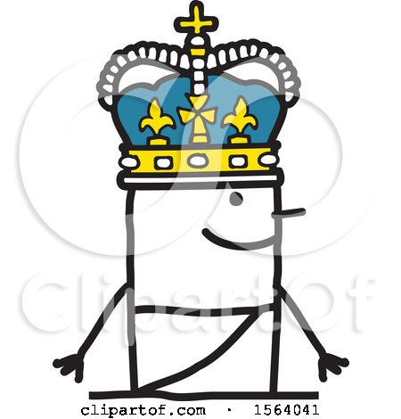 Clipart of a Stick Man King - Royalty Free Vector Illustration by NL shop