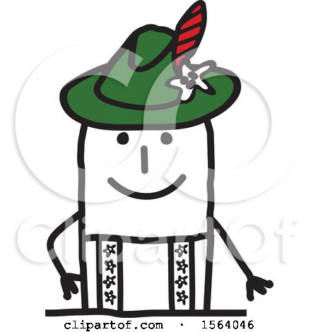 Clipart of a Happy Stick German Man - Royalty Free Vector Illustration by NL shop