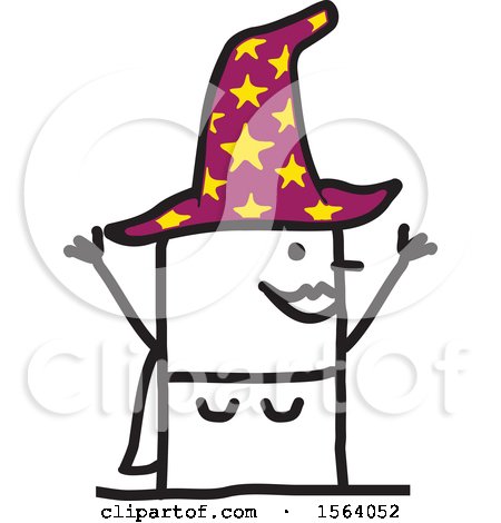 Clipart of a Happy Stick Witch - Royalty Free Vector Illustration by NL shop
