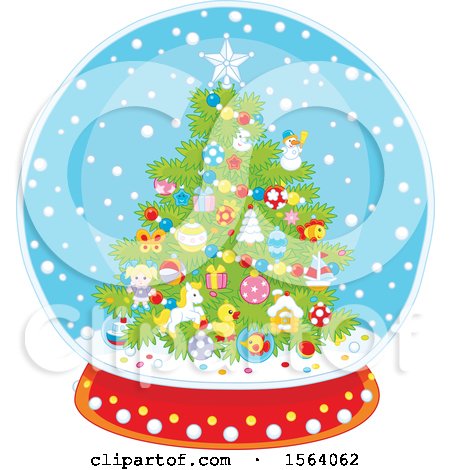 Clipart of a Christmas Tree Snowglobe - Royalty Free Vector Illustration by Alex Bannykh