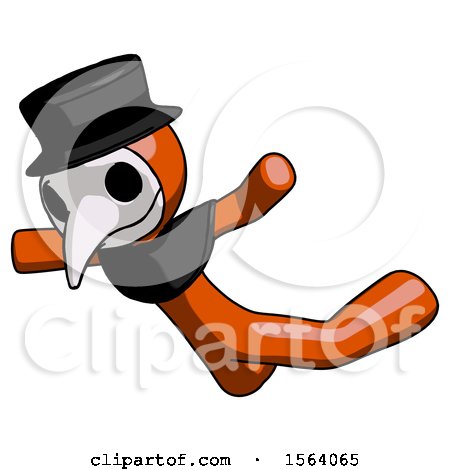 Orange Plague Doctor Man Skydiving or Falling to Death by Leo Blanchette