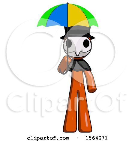 Orange Plague Doctor Man Holding Umbrella Rainbow Colored by Leo Blanchette
