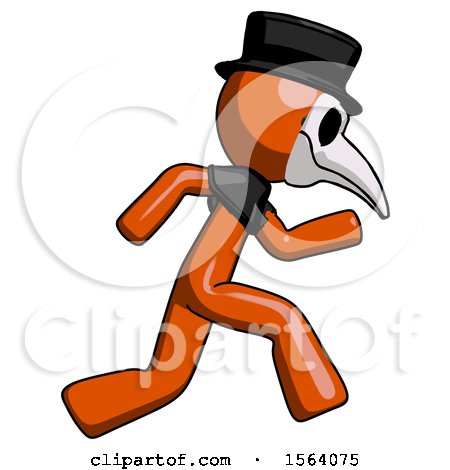 Orange Plague Doctor Man Running Fast Right by Leo Blanchette