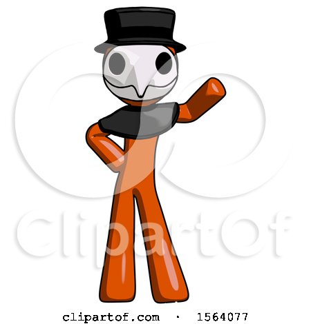 Orange Plague Doctor Man Waving Left Arm with Hand on Hip by Leo Blanchette
