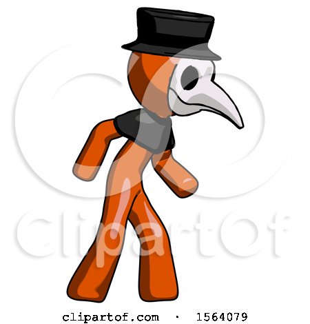 Orange Plague Doctor Man Suspense Action Pose Facing Right by Leo Blanchette