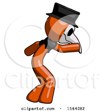 Orange Plague Doctor Man Sneaking While Reaching for Something by Leo Blanchette