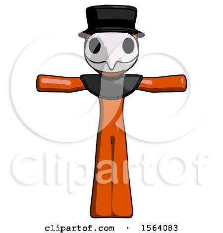 Orange Plague Doctor Man T-Pose Arms up Standing by Leo Blanchette