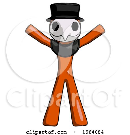 Orange Plague Doctor Man Surprise Pose, Arms and Legs out by Leo Blanchette