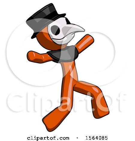 Orange Plague Doctor Man Running Away in Hysterical Panic Direction Right by Leo Blanchette