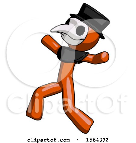 Orange Plague Doctor Man Running Away in Hysterical Panic Direction Left by Leo Blanchette
