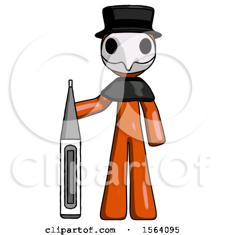 Orange Plague Doctor Man Standing with Large Thermometer by Leo Blanchette