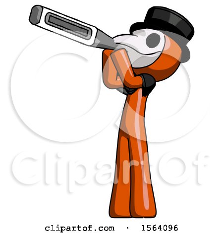 Orange Plague Doctor Man Thermometer in Mouth by Leo Blanchette
