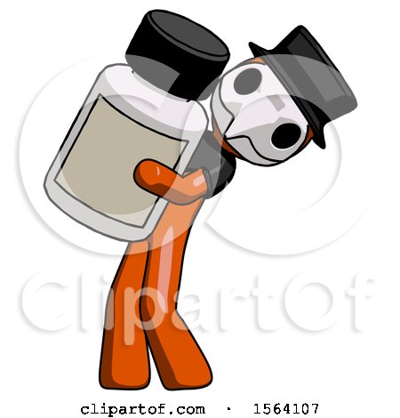 Orange Plague Doctor Man Holding Large White Medicine Bottle by Leo Blanchette